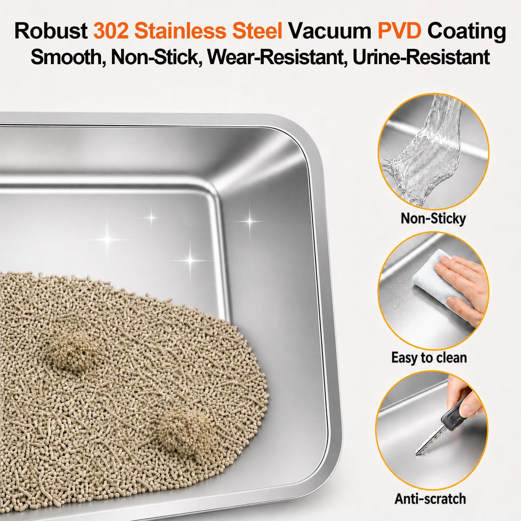 Stainless Steel Enclosed Litter Box with Lid E676