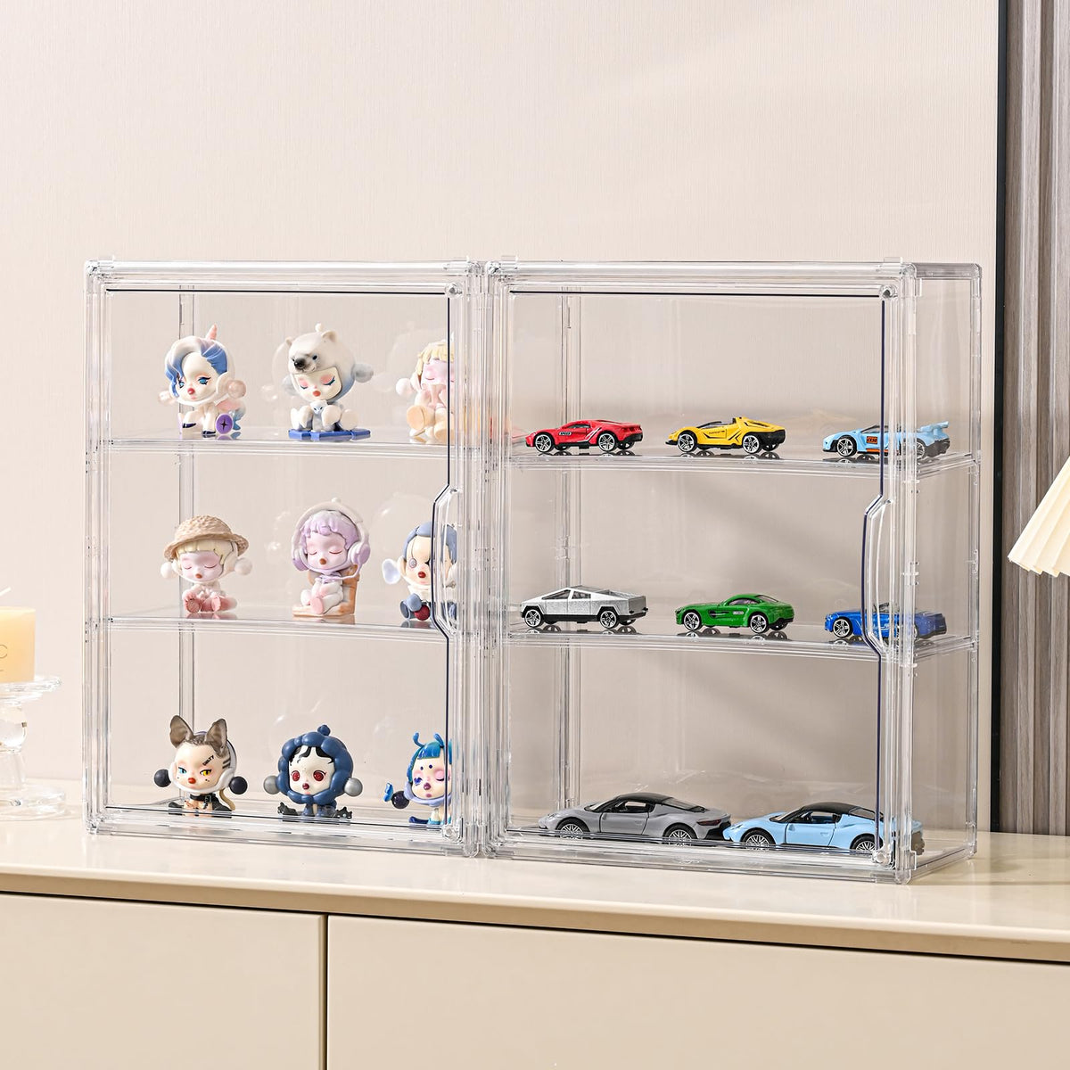 3 Tier Clear Acrylic Display Case with Magnetic Door C5108