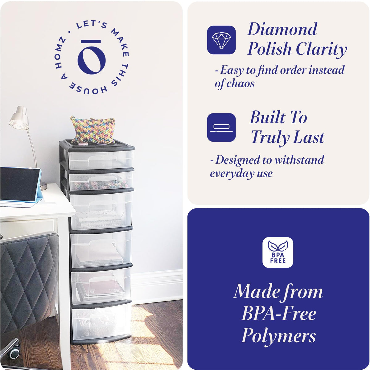 6-Tier Black Storage Drawer Tower Z69083