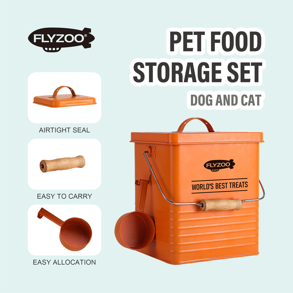 Metal Dog Food Containers with Lids and Spoon, 3 Set M8457