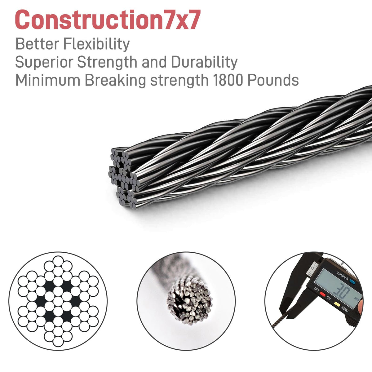 Black 1/8" Stainless Steel Cable Kit F1596