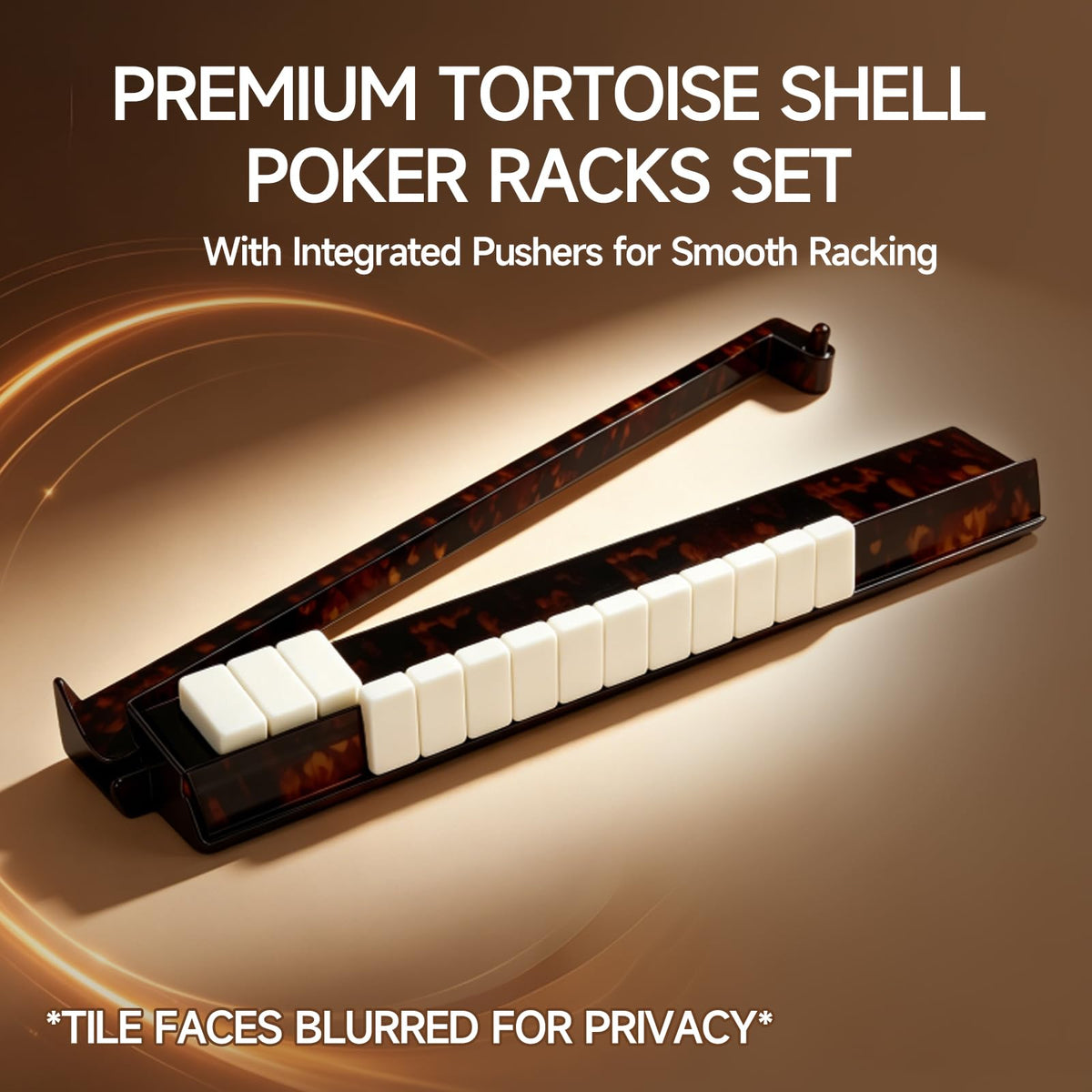 Tortoise Shell Acrylic Mahjong Racks with Pushers Set of 4 C78938