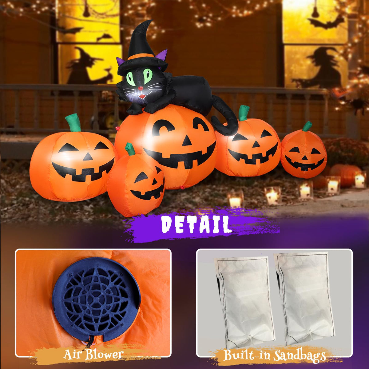 5FT Lighted Inflatable Pumpkin Outdoor Decoration U23169