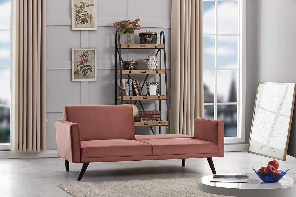72 Inch Velvet Convertible Futon Sofa Bed with Reclining Backrest K619470