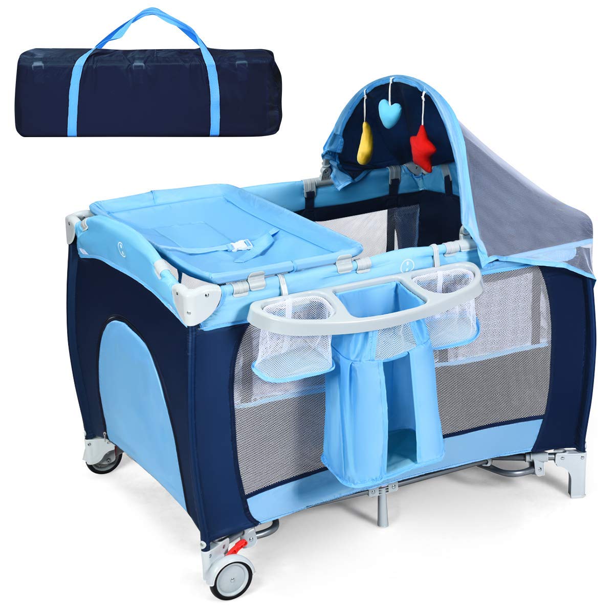 4-in-1 Portable Baby Playard with Bassinet and Changing Table S1708