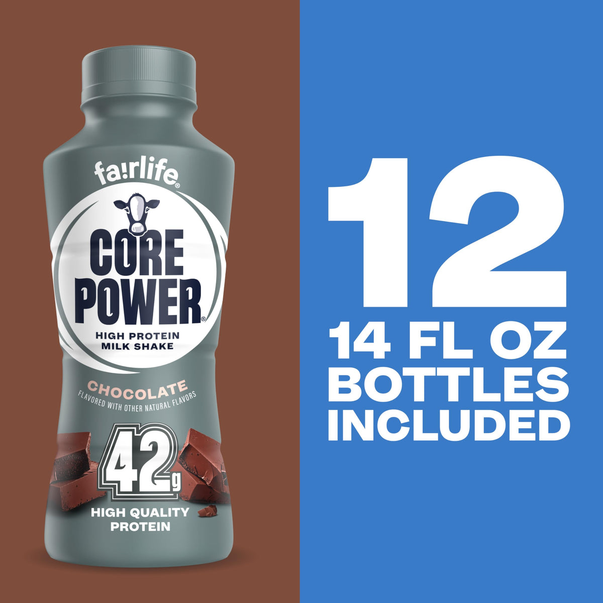 Chocolate High Protein Shake 42g 14oz 12 Pack U248595