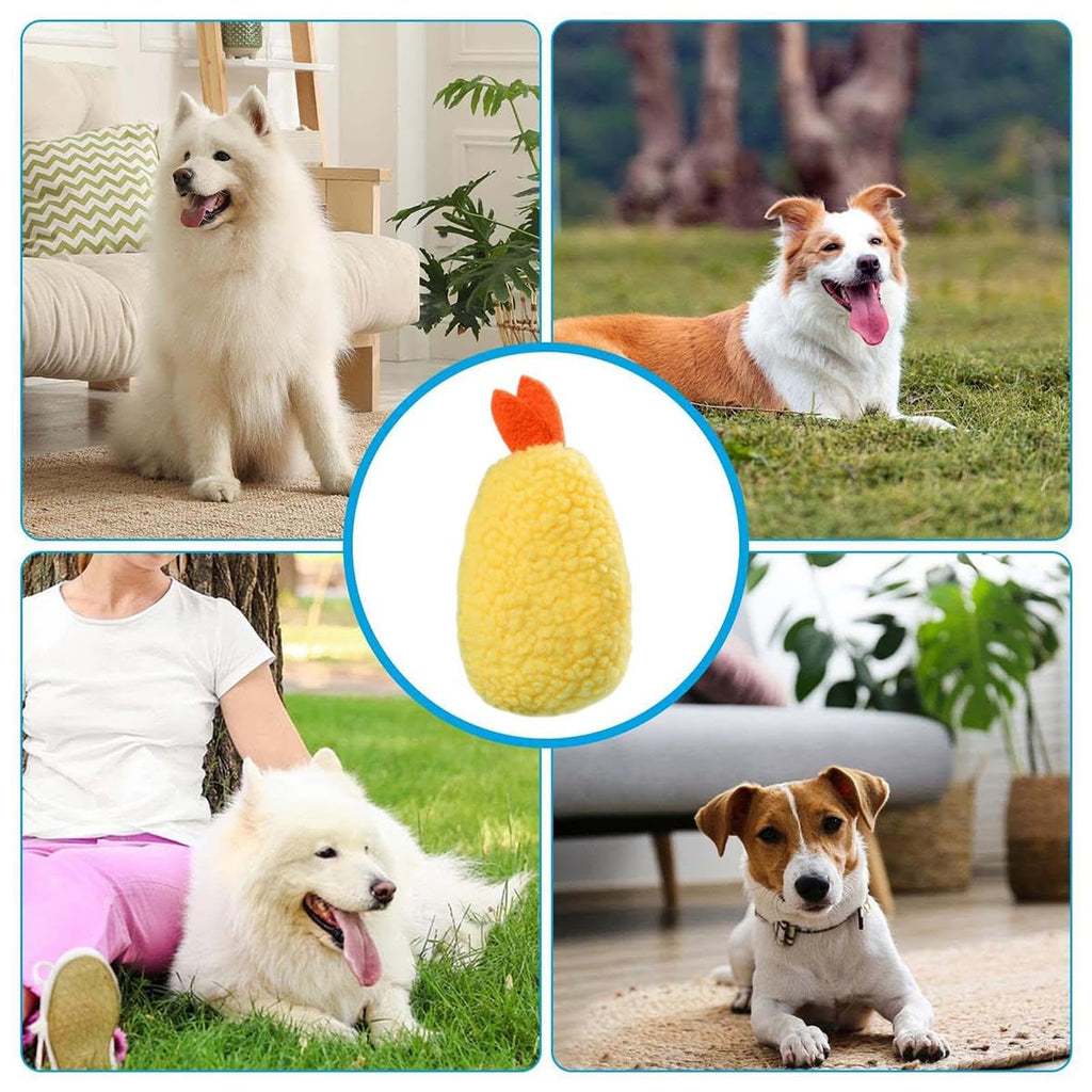 Fried Shrimp Shaped Plush Squeaky Dog & Cat Toy M87162