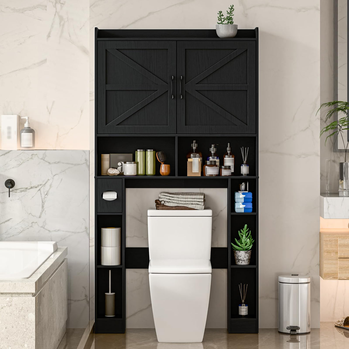 Over The Toilet Storage Cabinet with Barn Doors N204