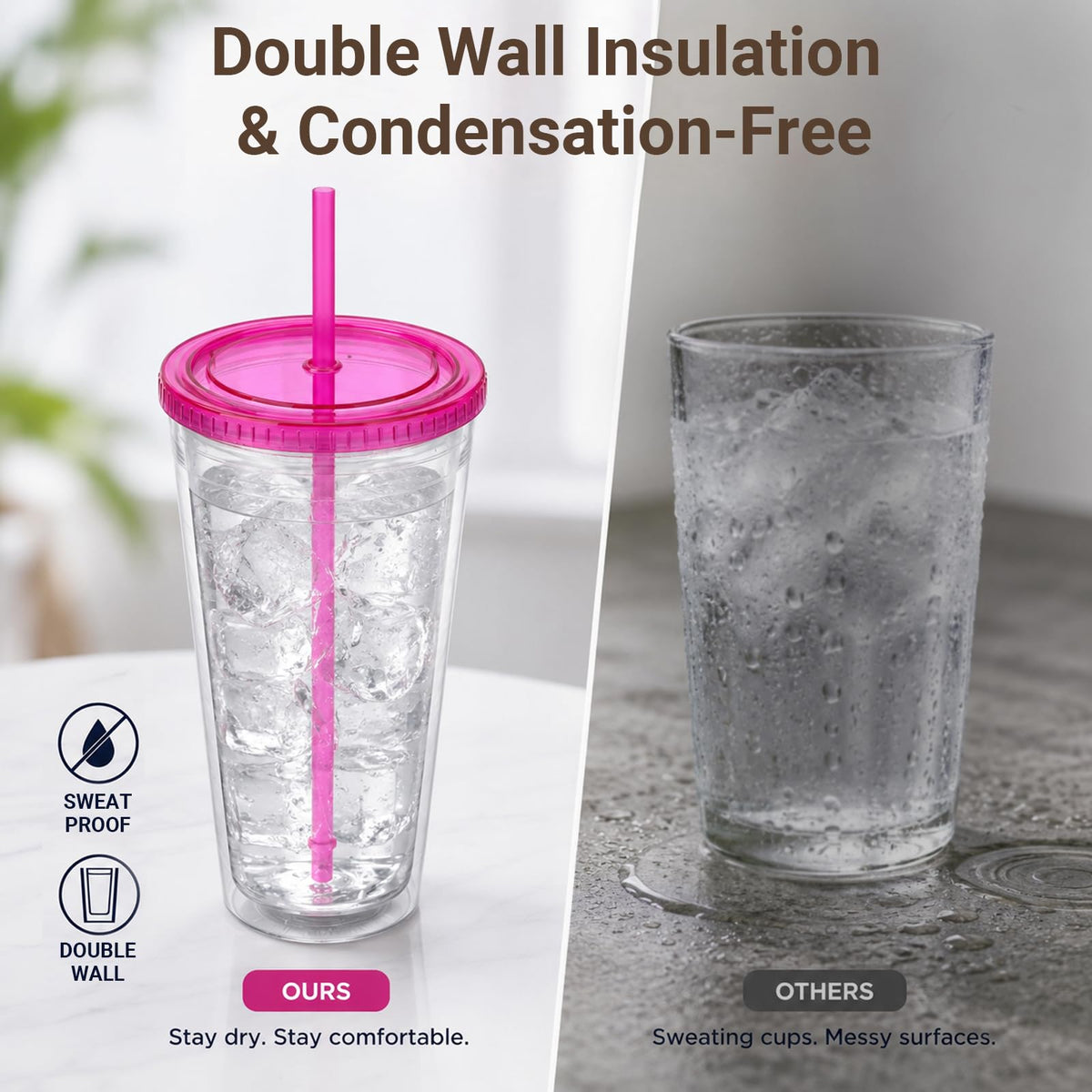 32oz Clear Tumblers with Lids and Straws F647525