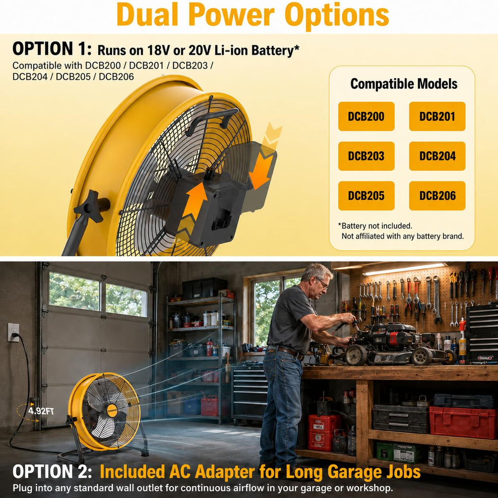 12" Battery Powered Cordless Floor Fan L125