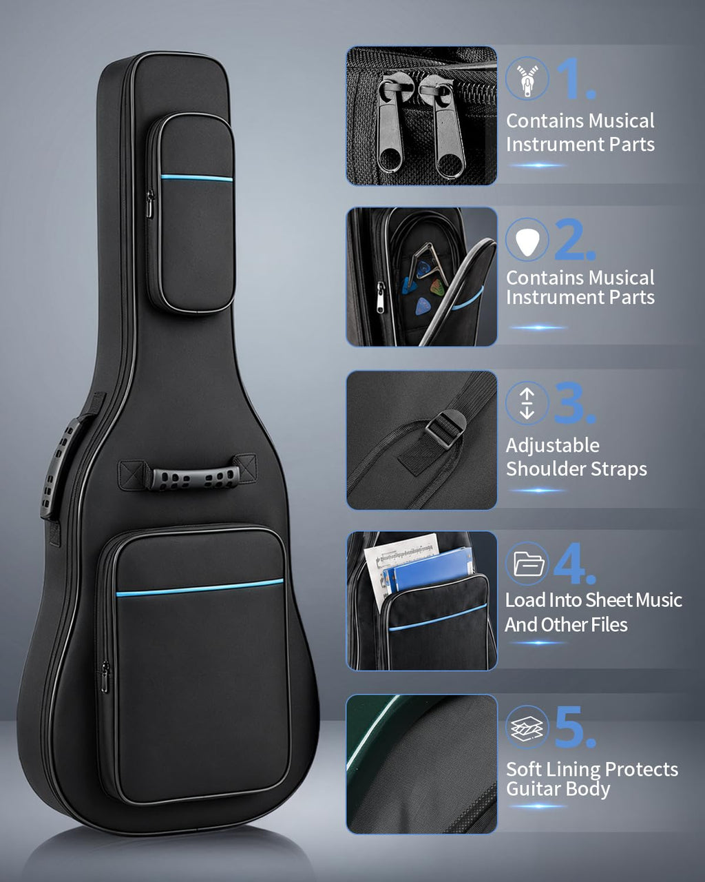37/38/39 Inch Waterproof Cloth Electric Guitar Bag Y2490