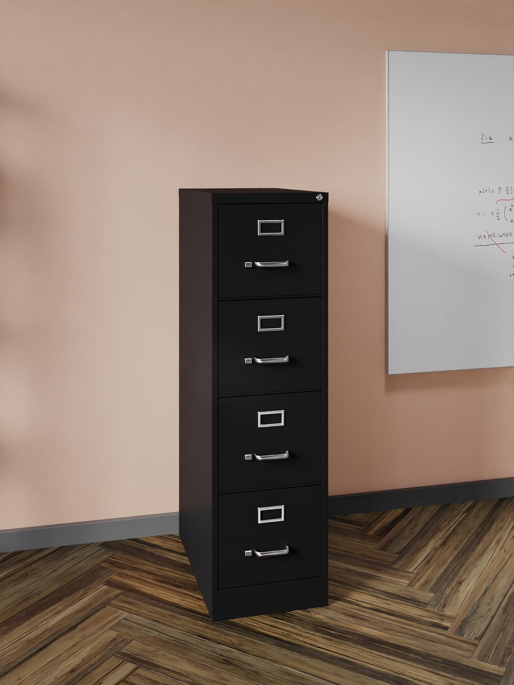 15" W 4 Drawer Vertical File Cabinet, Black, Letter C344059