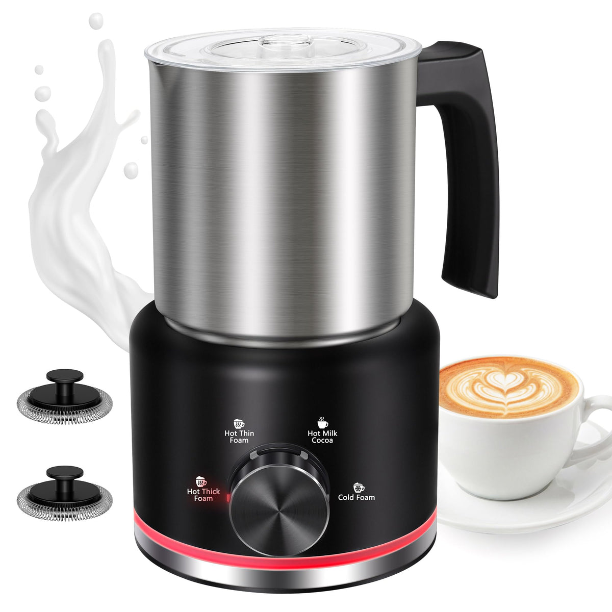 Black Electric Milk Frother and Steamer F41727