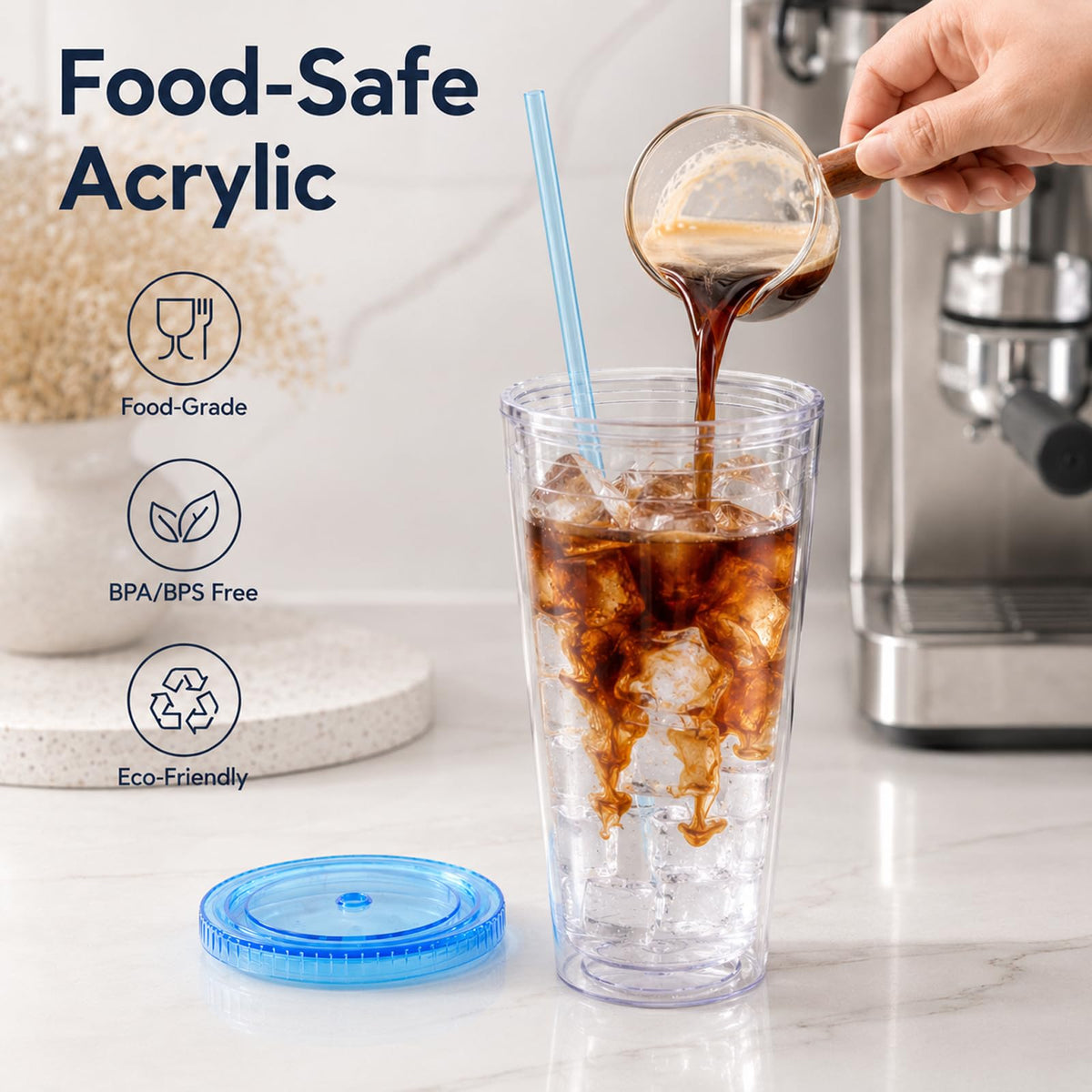 32oz Clear Tumblers with Lids and Straws F647525