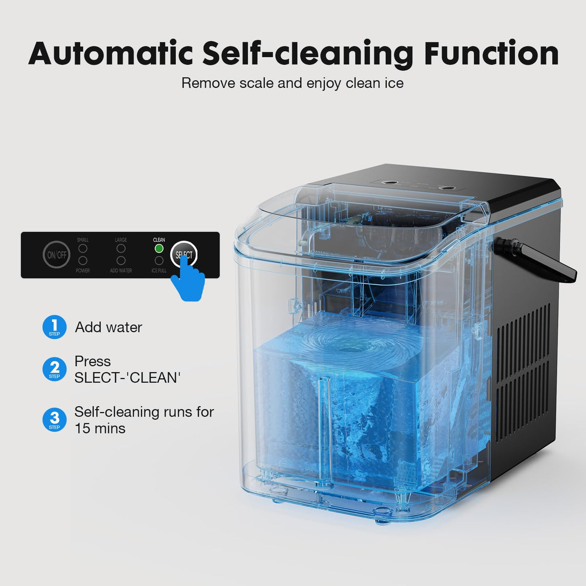 Portable Countertop Ice Maker with Scoop and Basket, 26.5lbs, Coal Black D81344