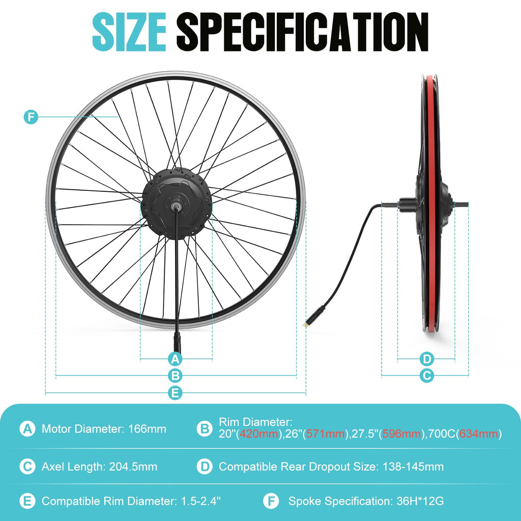 48V 750W Rear Electric Bike Conversion Kit S747347