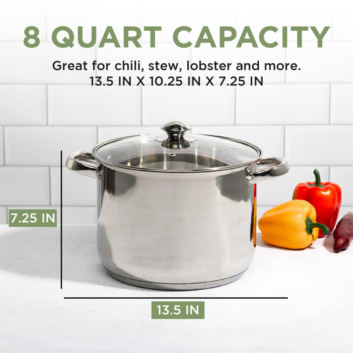 Stainless Steel 8-Quart Stock Pot with Glass Lid Z77823