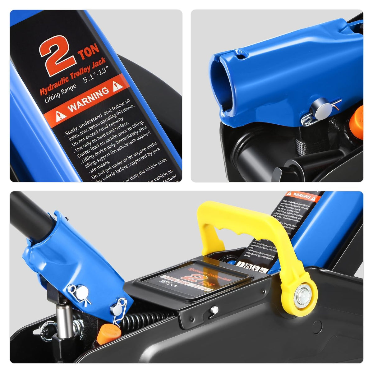 Low Profile Hydraulic Trolley Floor Jack with 2 Ratchet Jack Stands, 2 Ton Capacity, Blue L78748