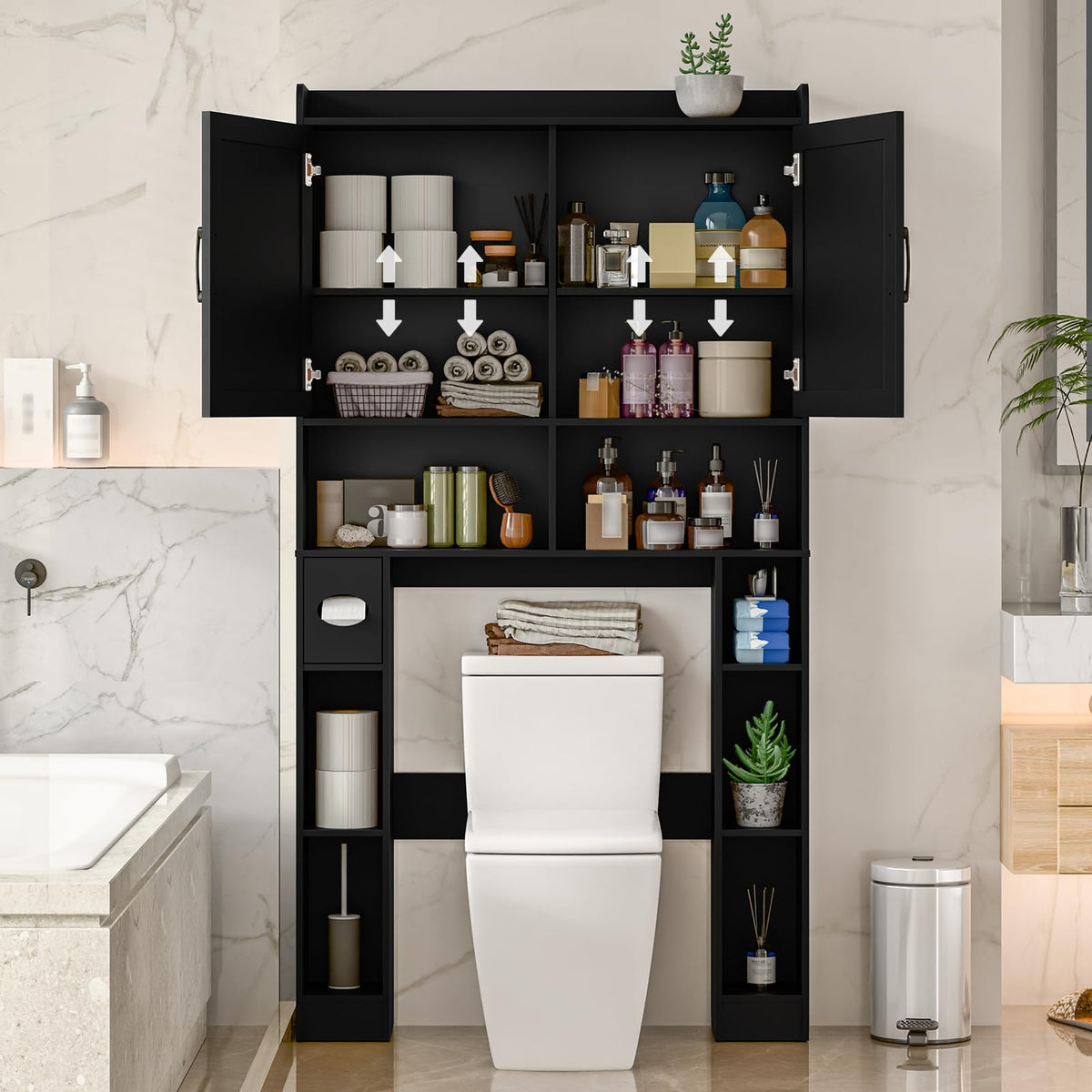 Over The Toilet Storage Cabinet with Barn Doors N204