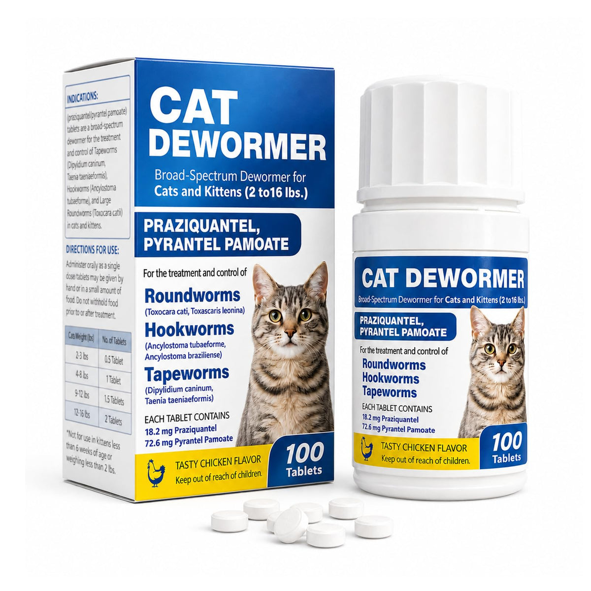Cat and Kitten Dewormer 100 Tablets Y2511