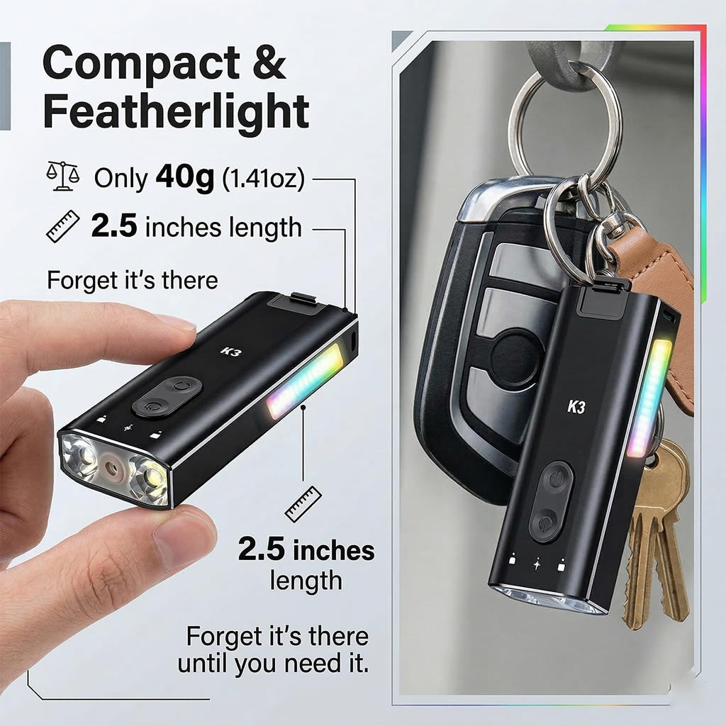 800 Lumens Rechargeable EDC Keychain Flashlight with UV & Red LED M69066