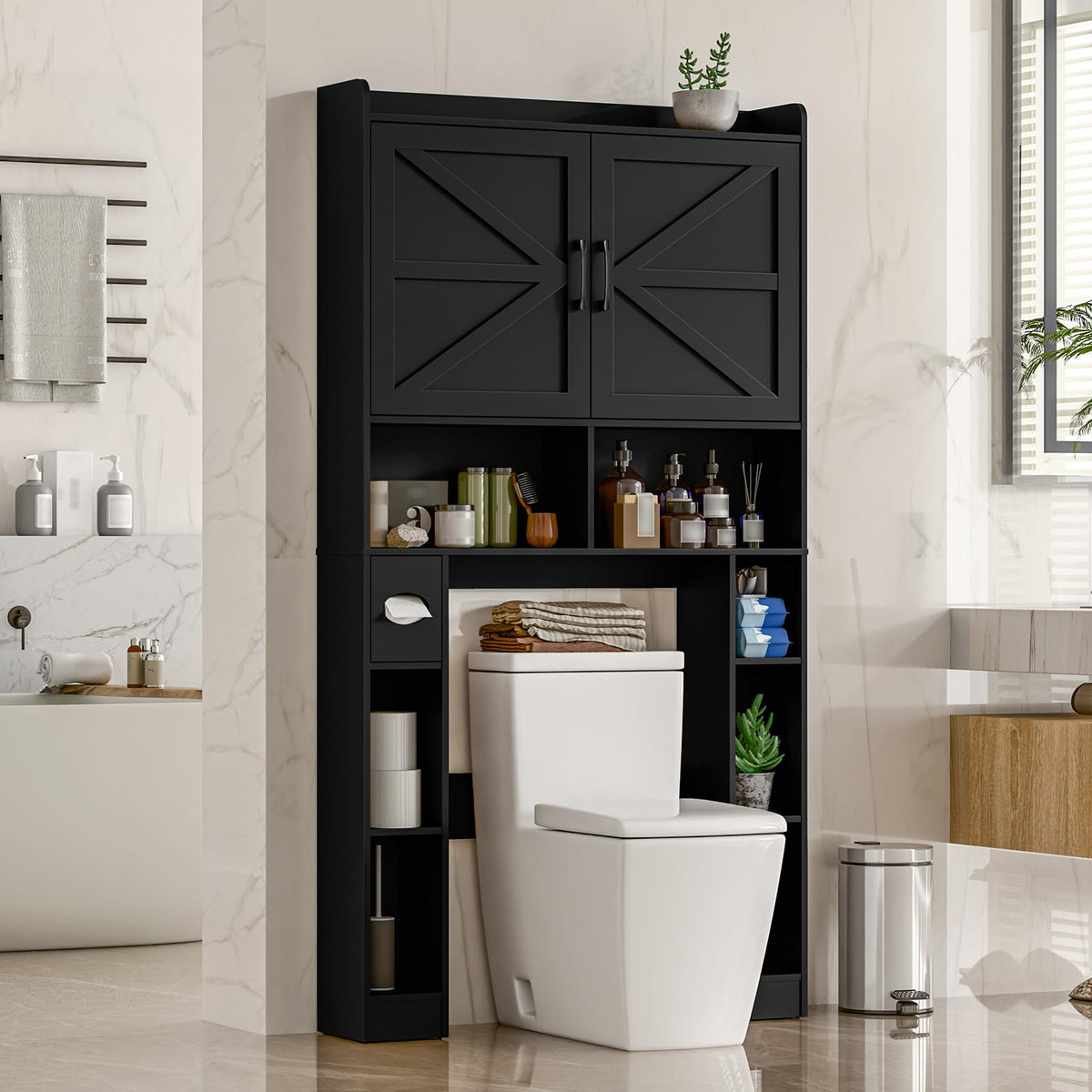 Over The Toilet Storage Cabinet with Barn Doors N204