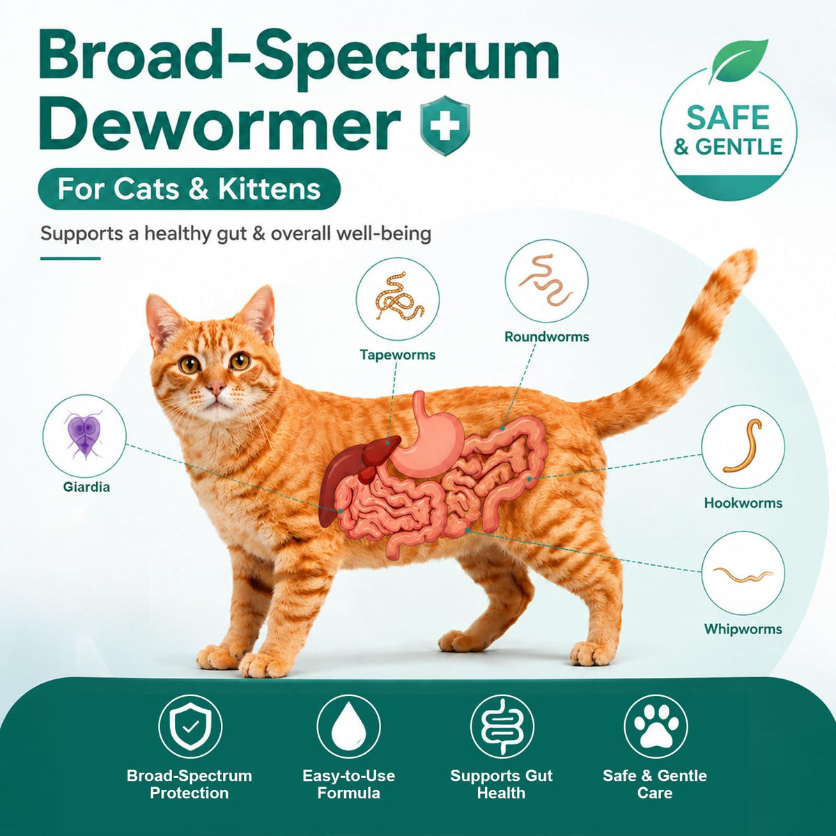 Liquid Dewormer for Tapeworms, Roundworms & Hookworms, 120 mL O9656
