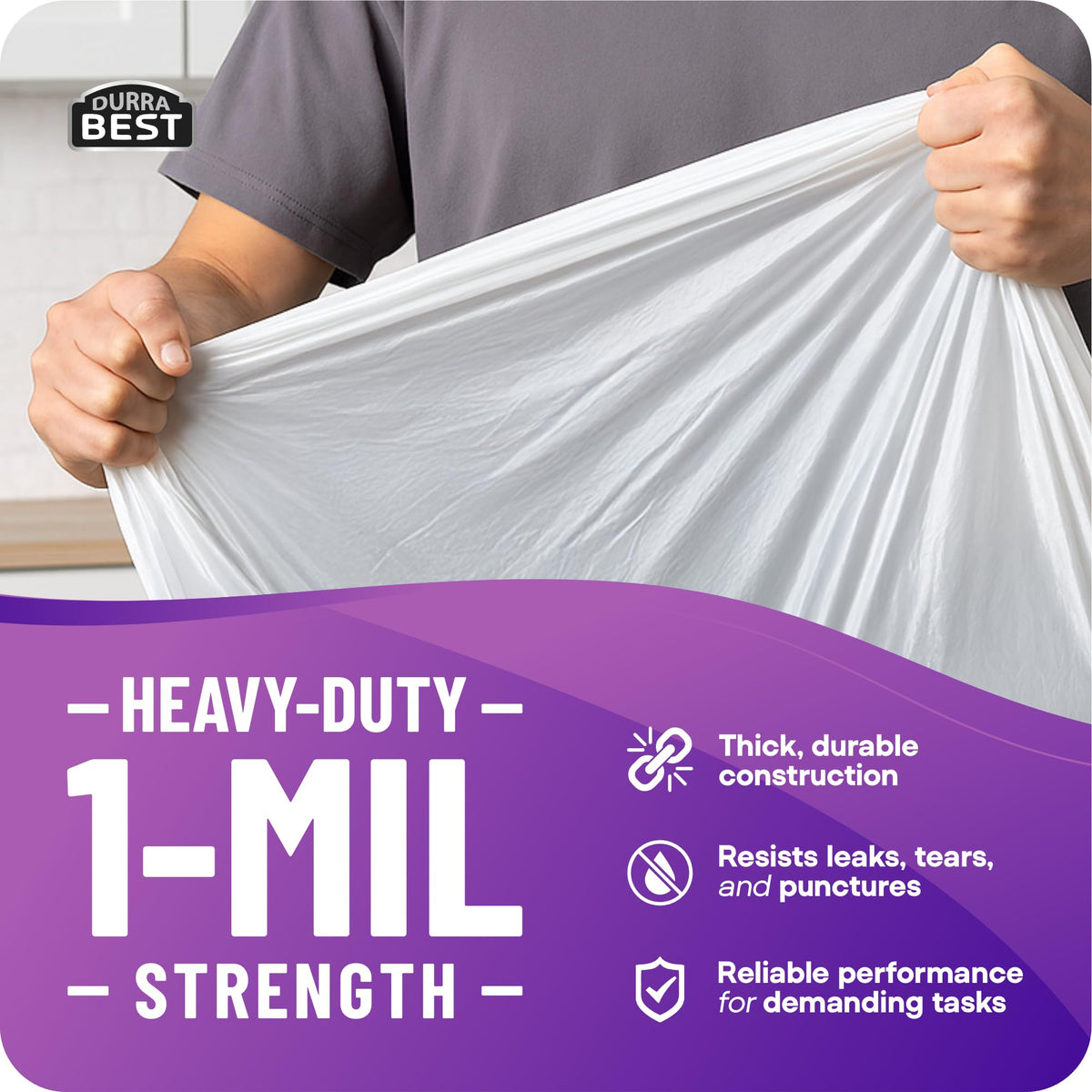 120 Count 18 Gallon White Heavy-Duty Drawstring Trash Bags J3456
