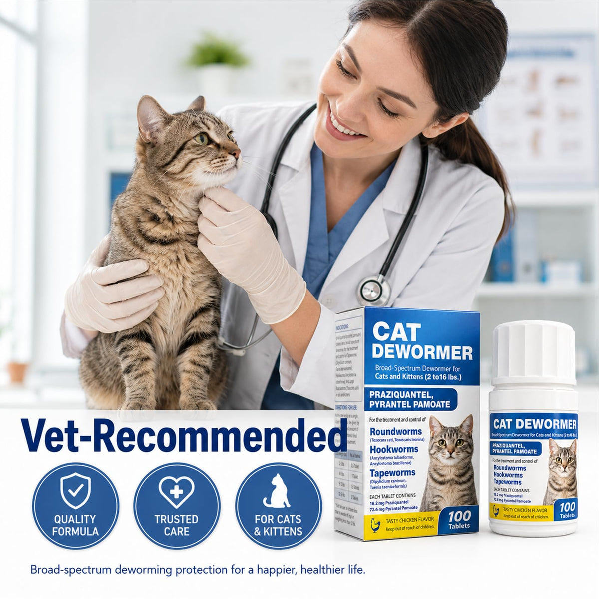 Cat and Kitten Dewormer 100 Tablets Y2511