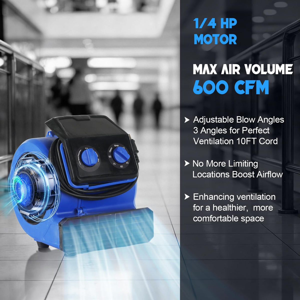 1/4HP 600CFM 3 Speeds Air Mover Fan U6176