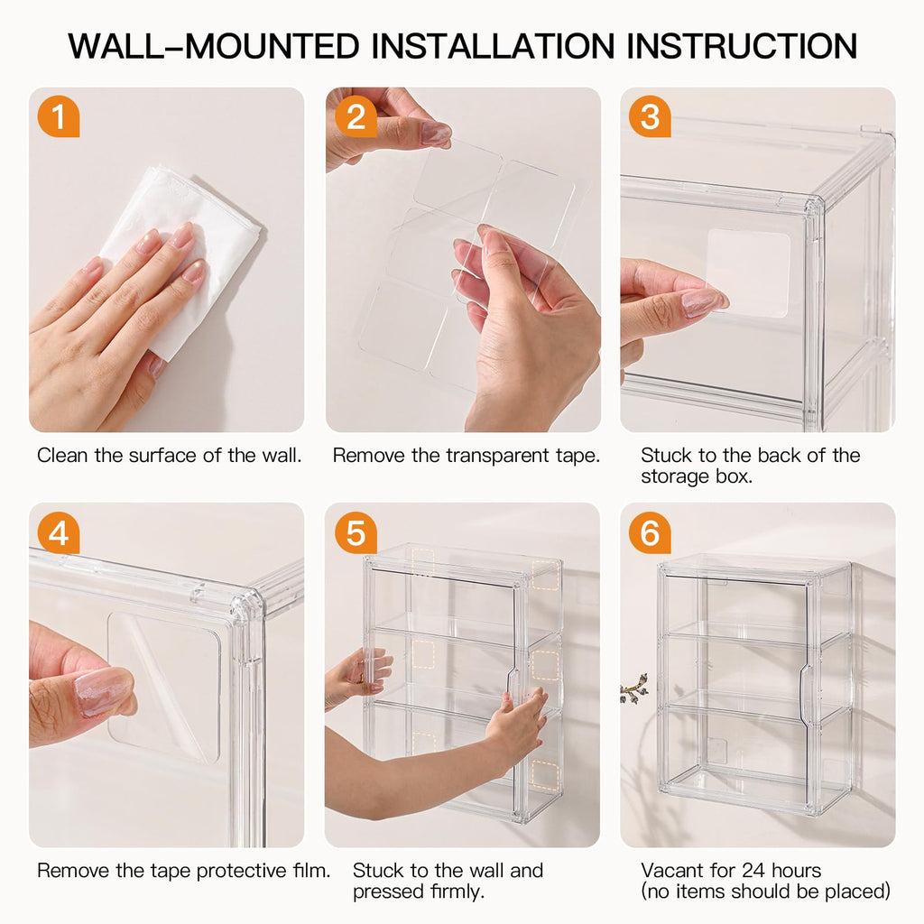 3 Tier Clear Acrylic Display Case with Magnetic Door C5108