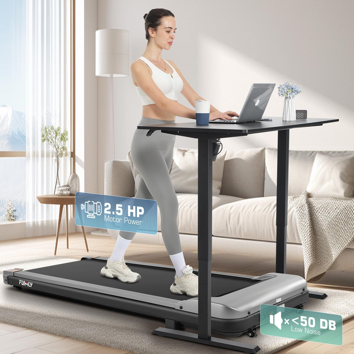 3 in 1 Under Desk Treadmill 2.5 HP Portable N31527