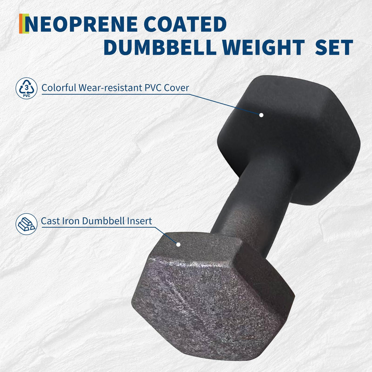PVC Coated Hexagon Dumbbells Set D70799