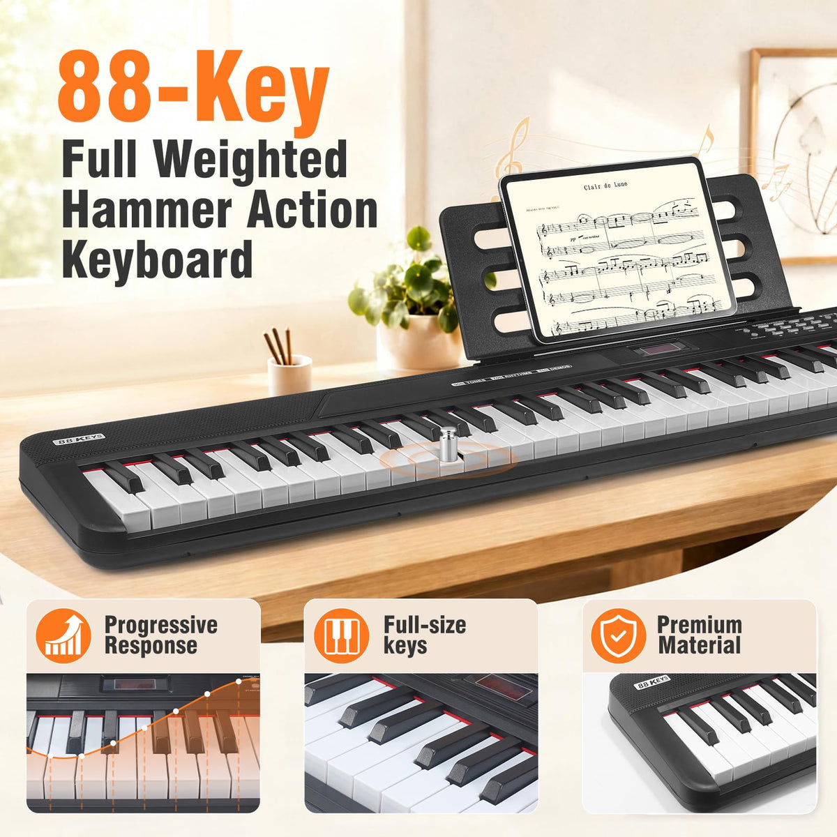 88 Key Semi Weighted Digital Piano with Stand K6457