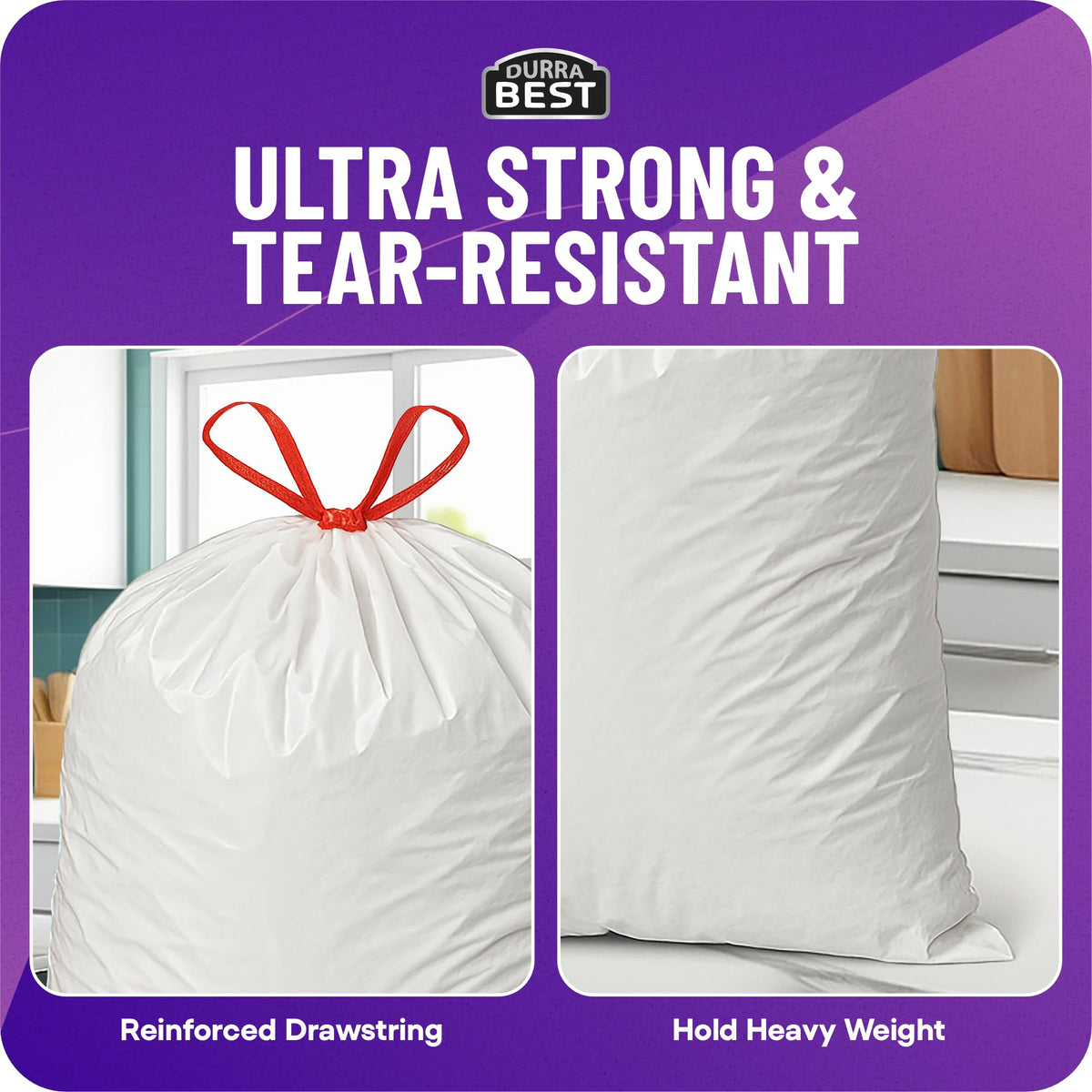 120 Count 18 Gallon White Heavy-Duty Drawstring Trash Bags J3456