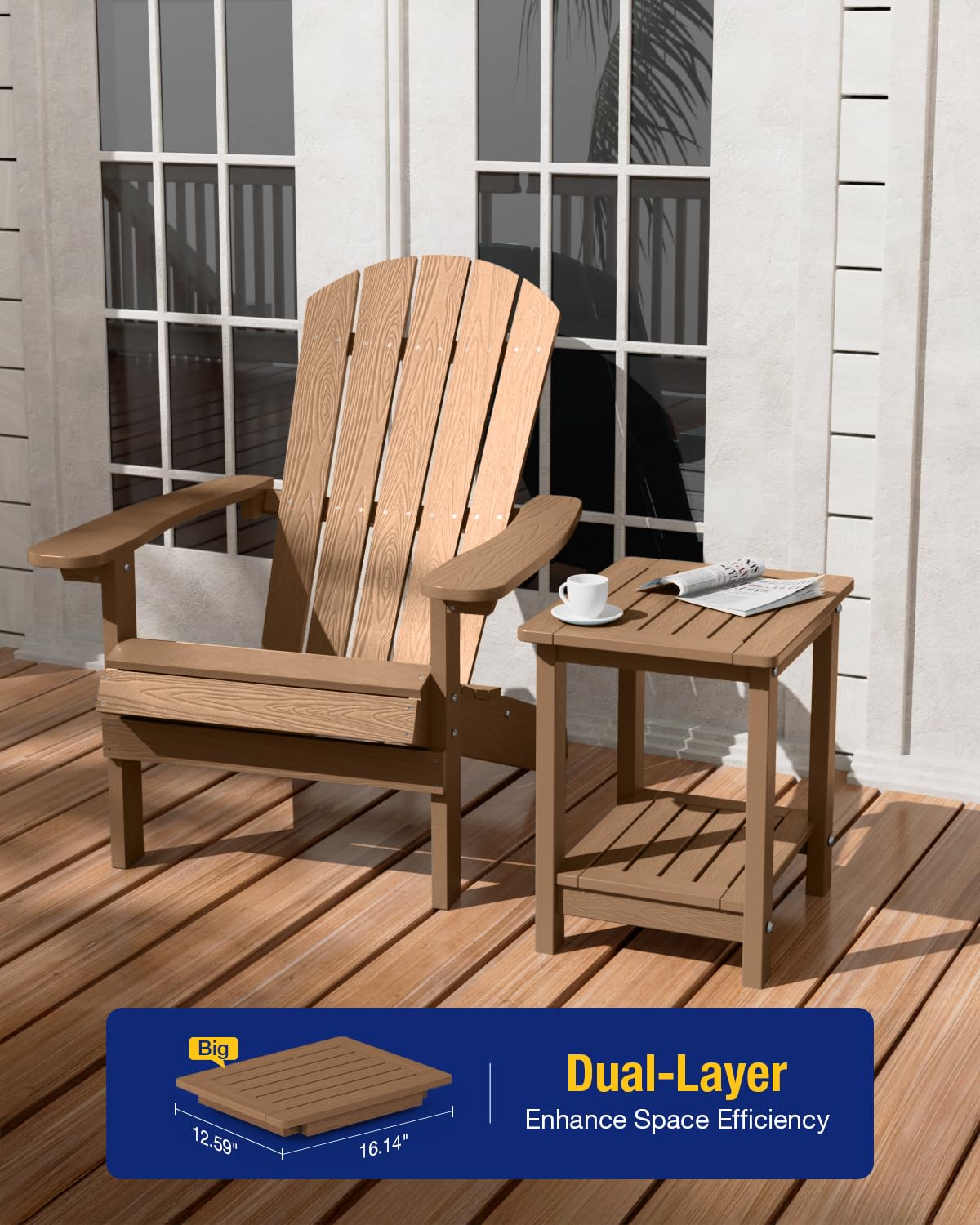 Outdoor Side Table Set of 2 Weather Resistant 2-Tier H89795