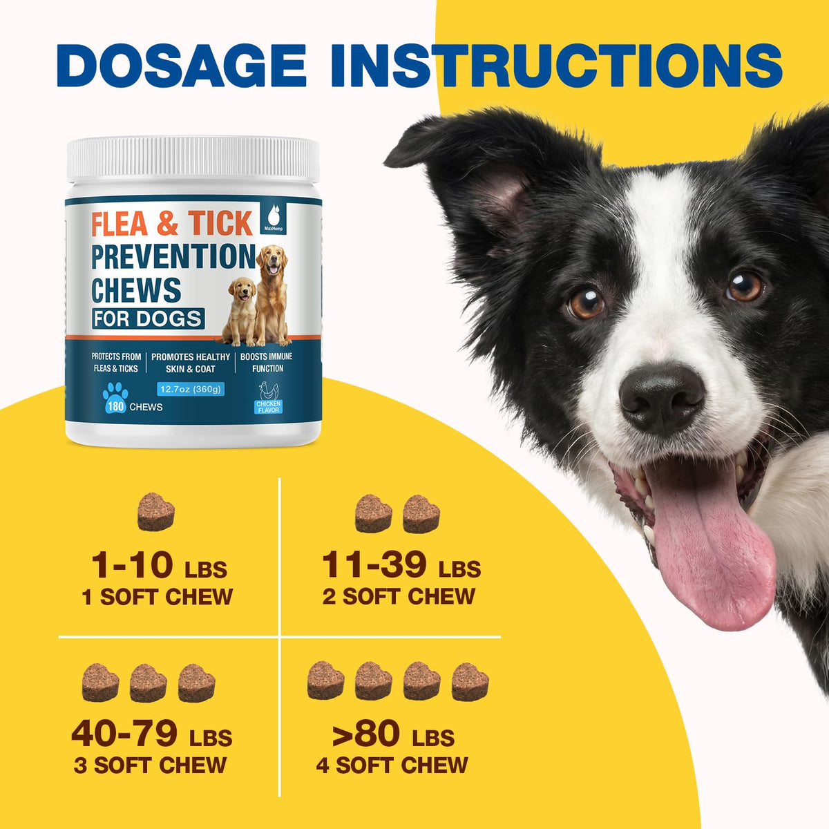 Natural Flea and Tick Chewables for Dogs, 180 Soft Chews O264018