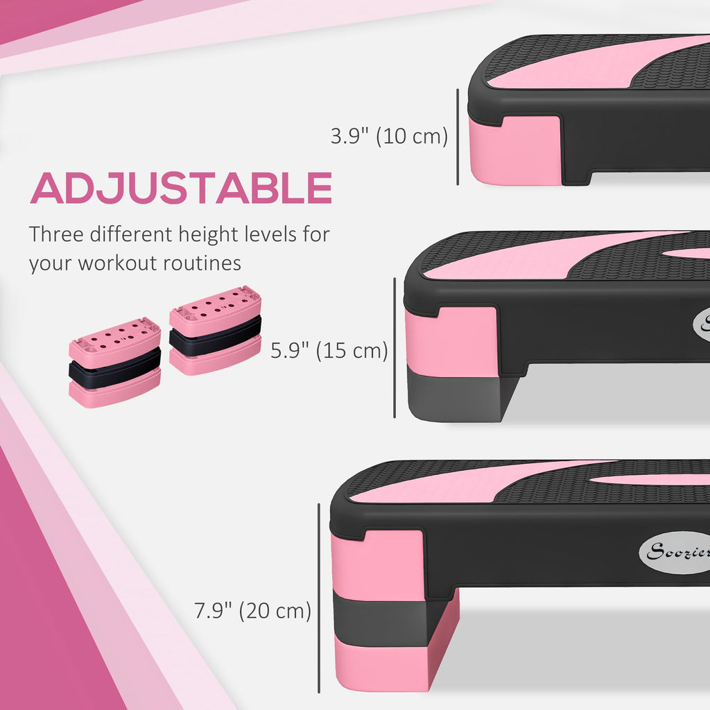 Adjustable Aerobic Stepper 4"-6"-8" Pink D354