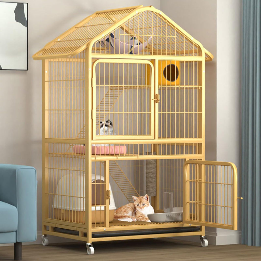 4-Tier Indoor Cat Enclosure with Ramp and Multiple Doors L343