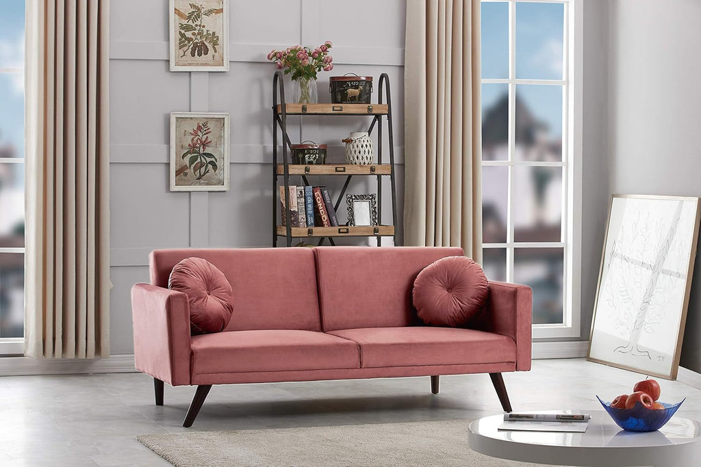72 Inch Velvet Convertible Futon Sofa Bed with Reclining Backrest K619470