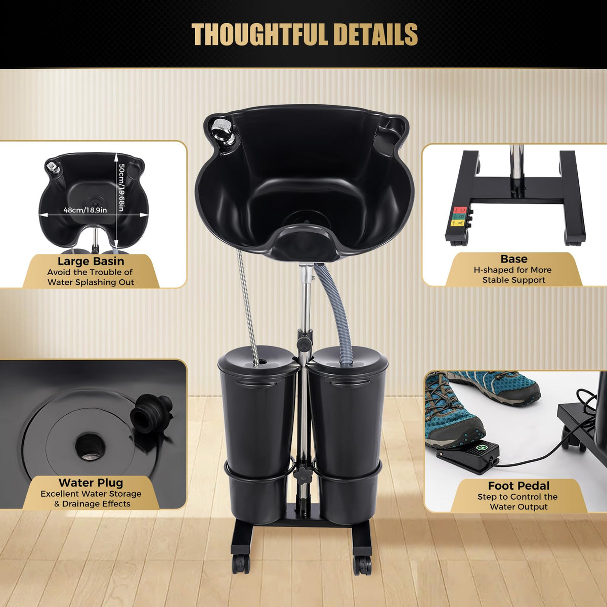 Portable Plastic Shampoo Unit with Electric Pump N640042