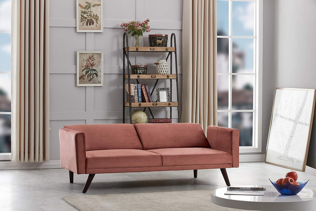 72 Inch Velvet Convertible Futon Sofa Bed with Reclining Backrest K619470