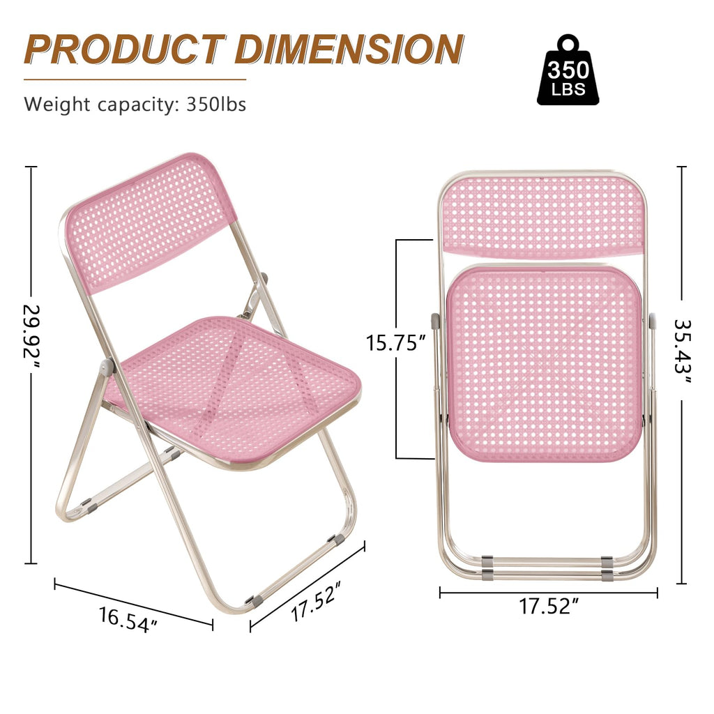 Folding Chairs 300lb Capacity Steel Frame 2-Pack Pink X88325