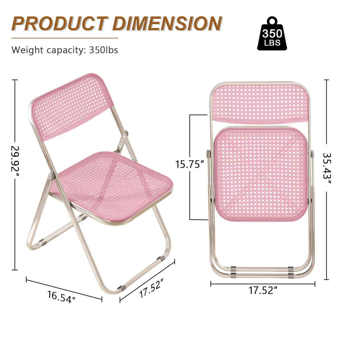Folding Chairs 300lb Capacity Steel Frame 2-Pack Pink X88325