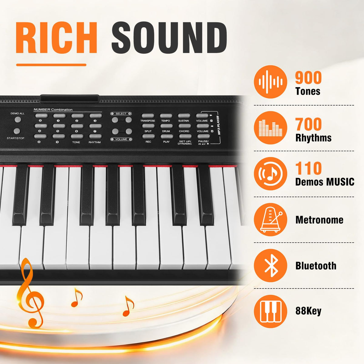 88 Key Semi Weighted Digital Piano with Stand K6457