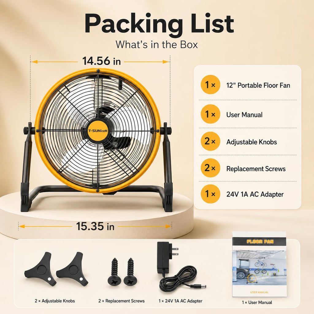 12" Battery Powered Cordless Floor Fan L125