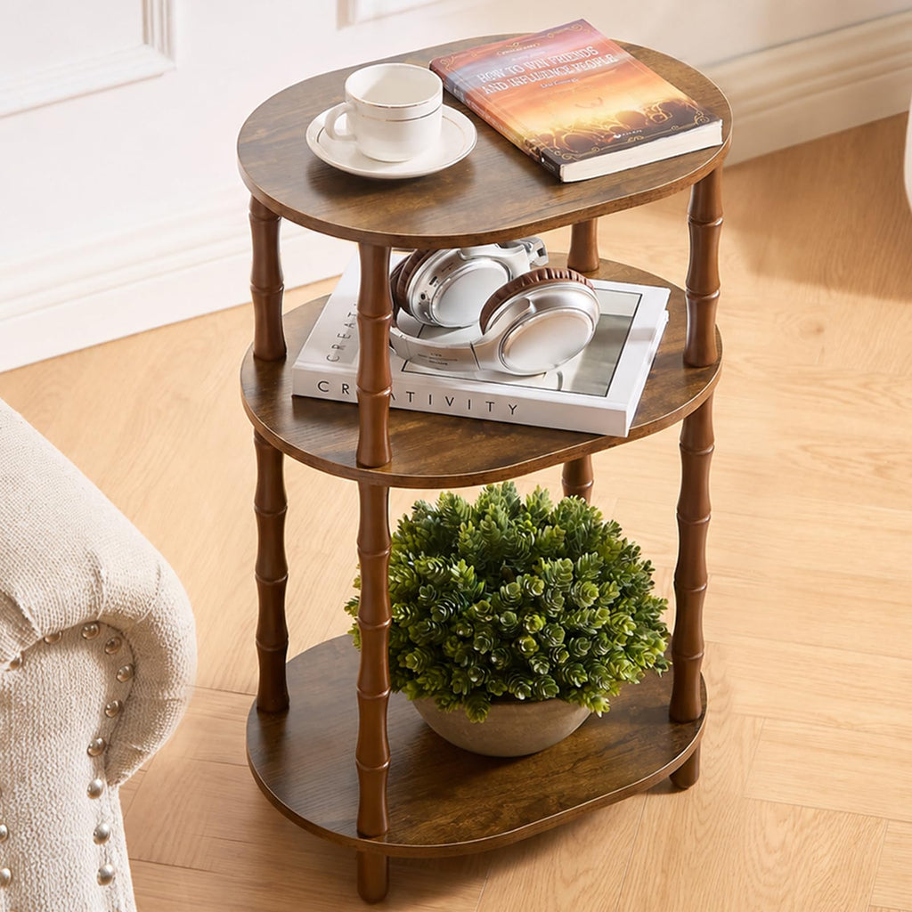 Brown 3-Tier Oval Side Table J586