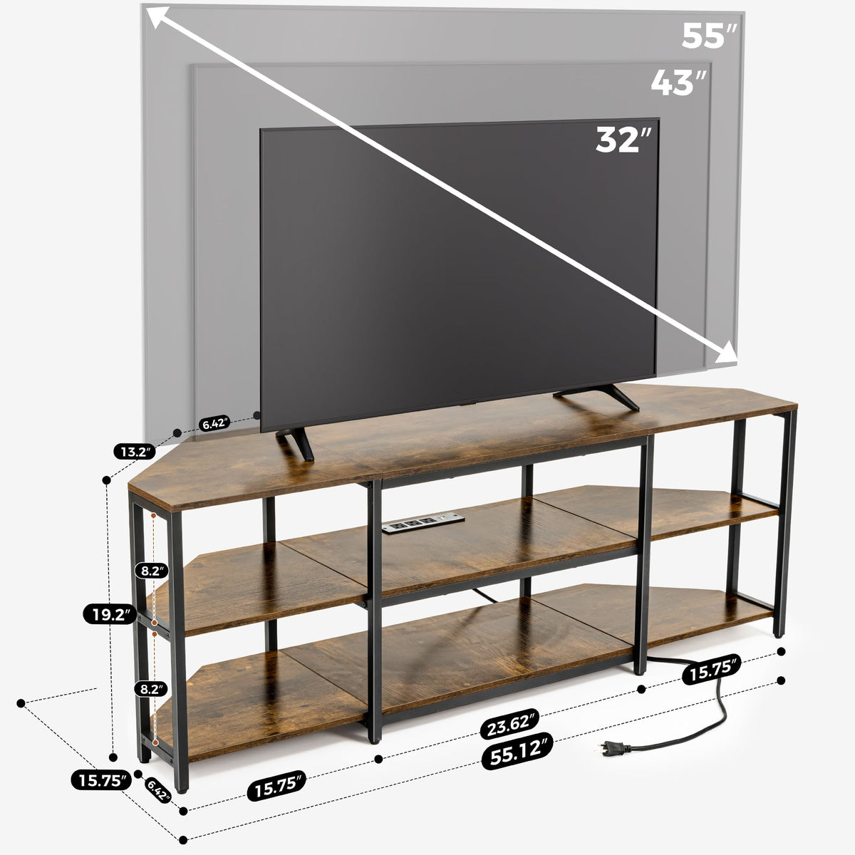 Corner TV Stand with Power Outlet C118710