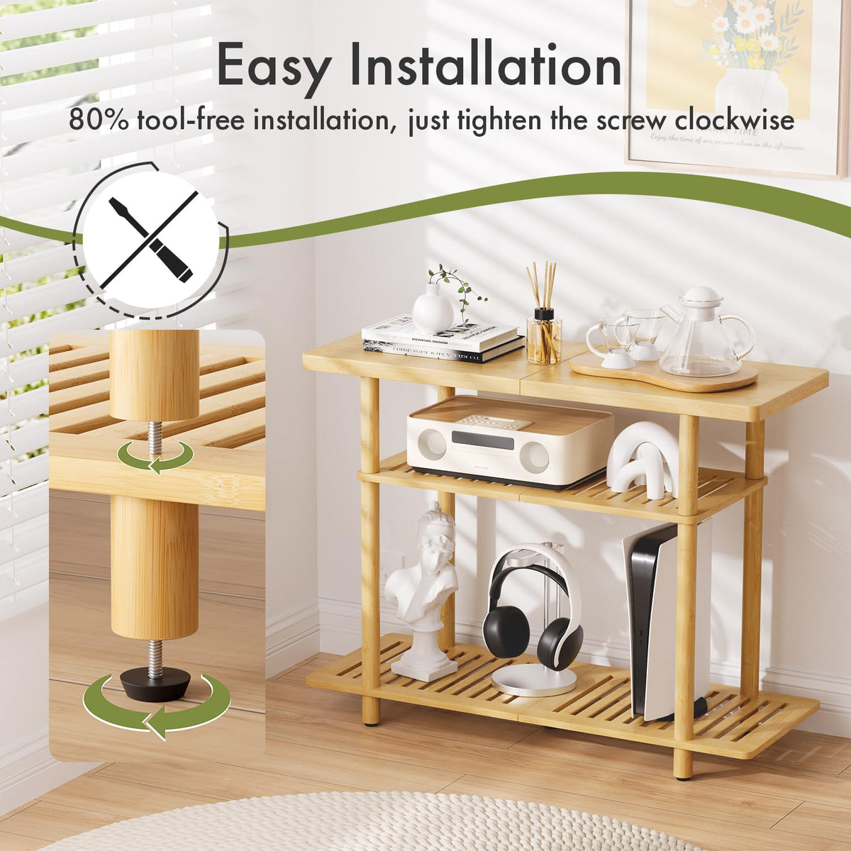 Bamboo 3-Tier TV Stand for up to 32 Inch O80404