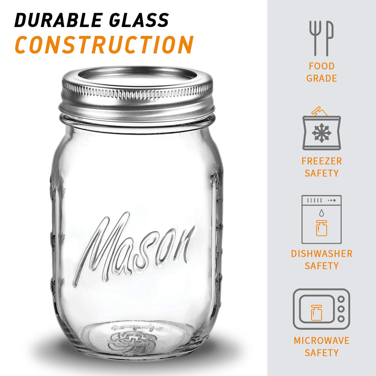 16 Oz 6 Pack Regular Mouth Mason Jars R28203